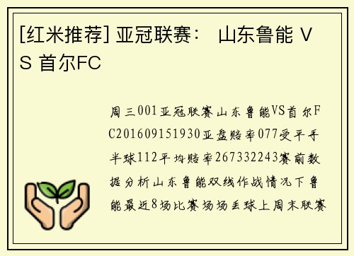 [红米推荐] 亚冠联赛： 山东鲁能 VS 首尔FC